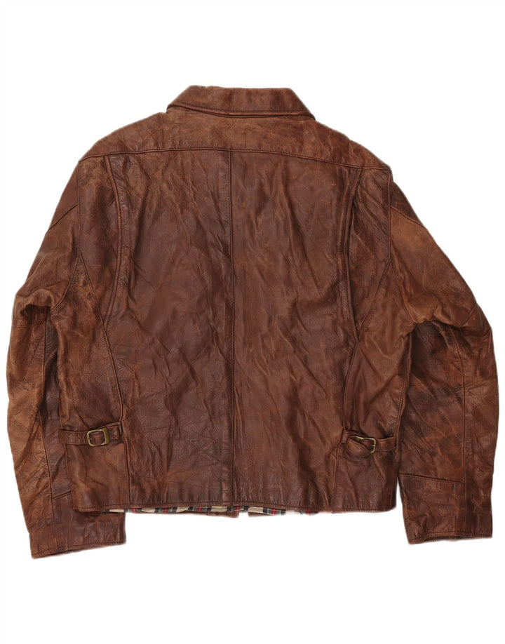 Americanino Γυναικείο Oversized Δερμάτινο Μπουφάν UK 16 Large Brown Δερμάτινο