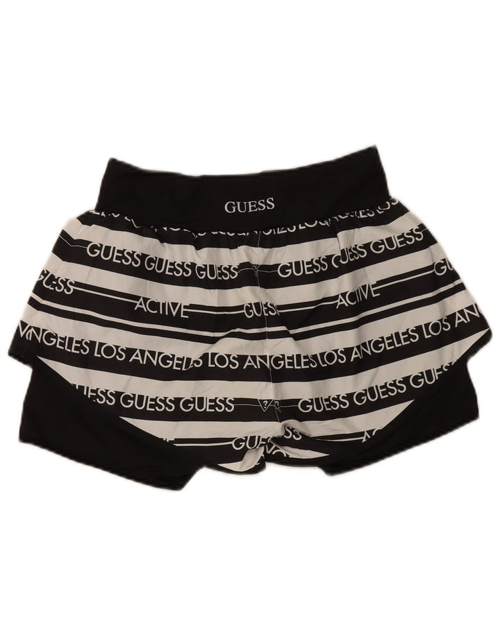 Γυναικείο γραφικό αθλητικό σορτς Guess UK 12 μεσαίο μαύρο ριγέ πολυεστέρα