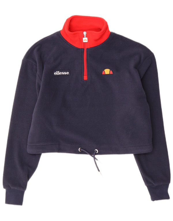 Ellesse γυναικείο φερμουάρ με φερμουάρ Fleece Jumper UK 4 XS Navy Blue Colourblock