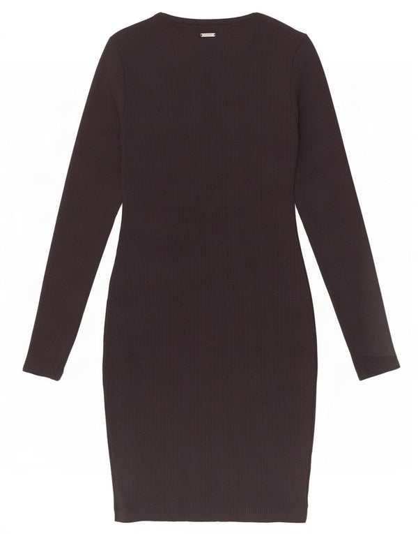 Γυναικείο μακρυμάνικο Bodycon φόρεμα Guess UK 6 XS καφέ ρεγιόν