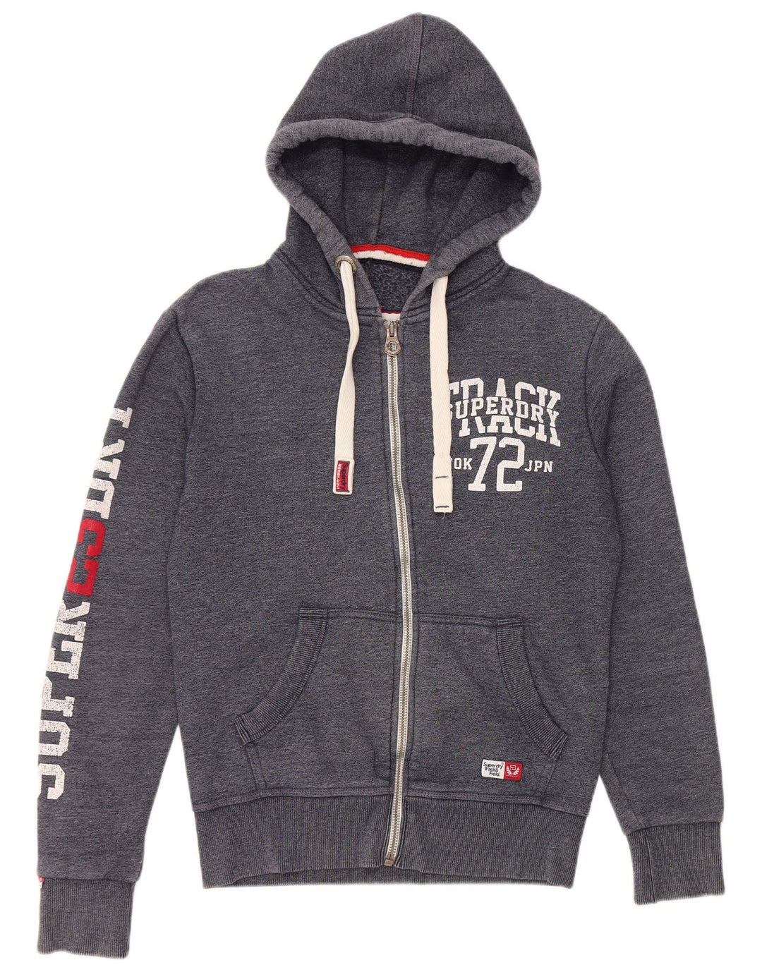 Ανδρικό πουλόβερ με κουκούλα με φερμουάρ SUPERDRY Μικρό μπλε βαμβακερό