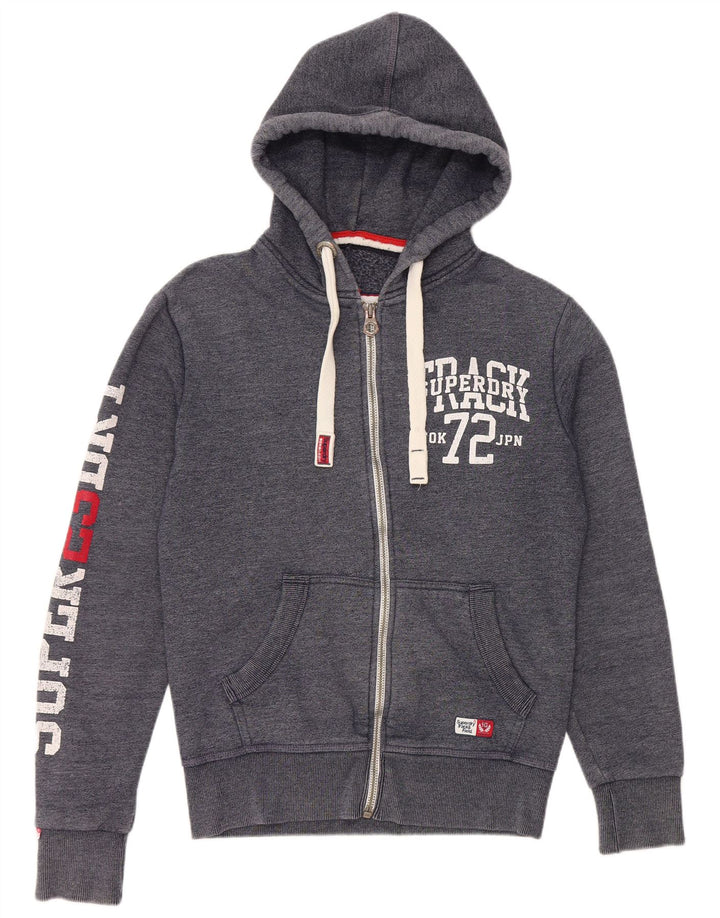 Ανδρικό πουλόβερ με κουκούλα με φερμουάρ SUPERDRY Μικρό μπλε βαμβακερό