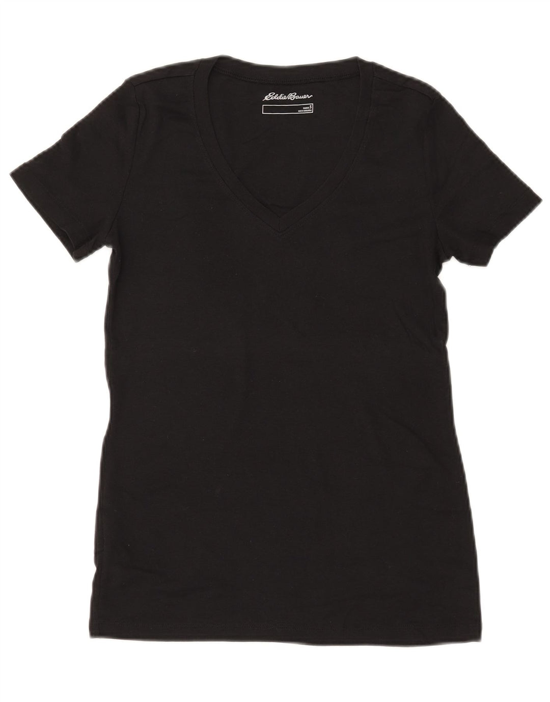 EDDIE BAUER Γυναικείο T-Shirt Top UK 10 Small Black Βαμβακερό