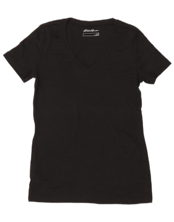 EDDIE BAUER Womens T-Shirt Top UK 10 Small Black Cotton