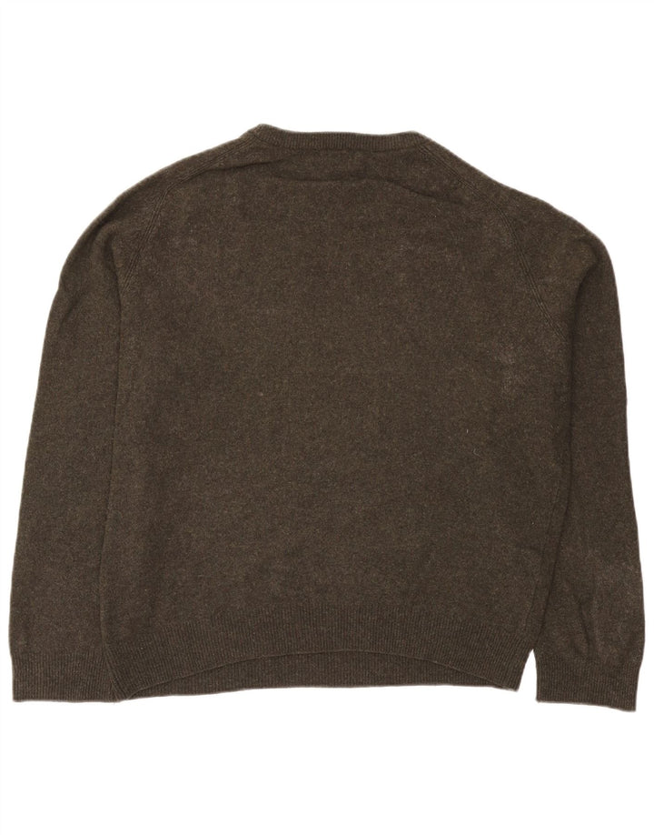 Marks & Spencer Ανδρικό πουλόβερ με λαιμόκοψη 2XL μαλλί χακί