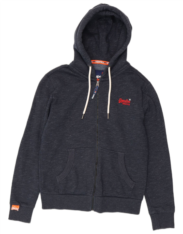 Ανδρικό πουλόβερ με κουκούλα με φερμουάρ Superdry, βαμβακερό, μεσαίο μπλε ναυτικό