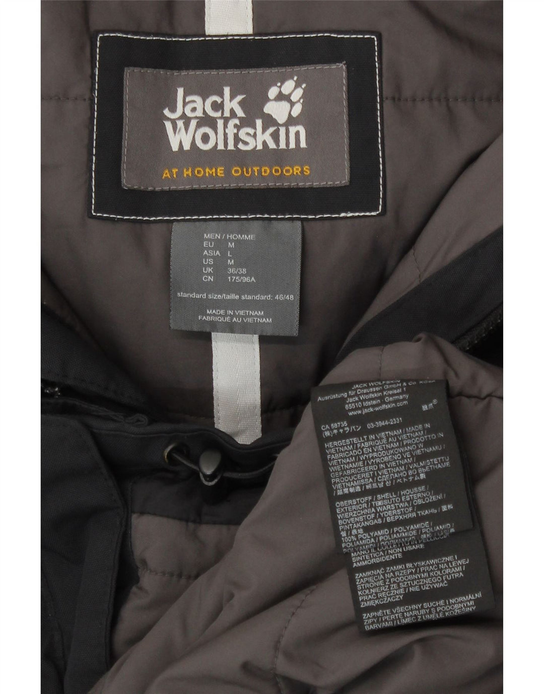 Ανδρικό παλτό αντιανεμικό Jack Wolfskin UK 36/38 Μεσαίο μαύρο πολυαμίδιο