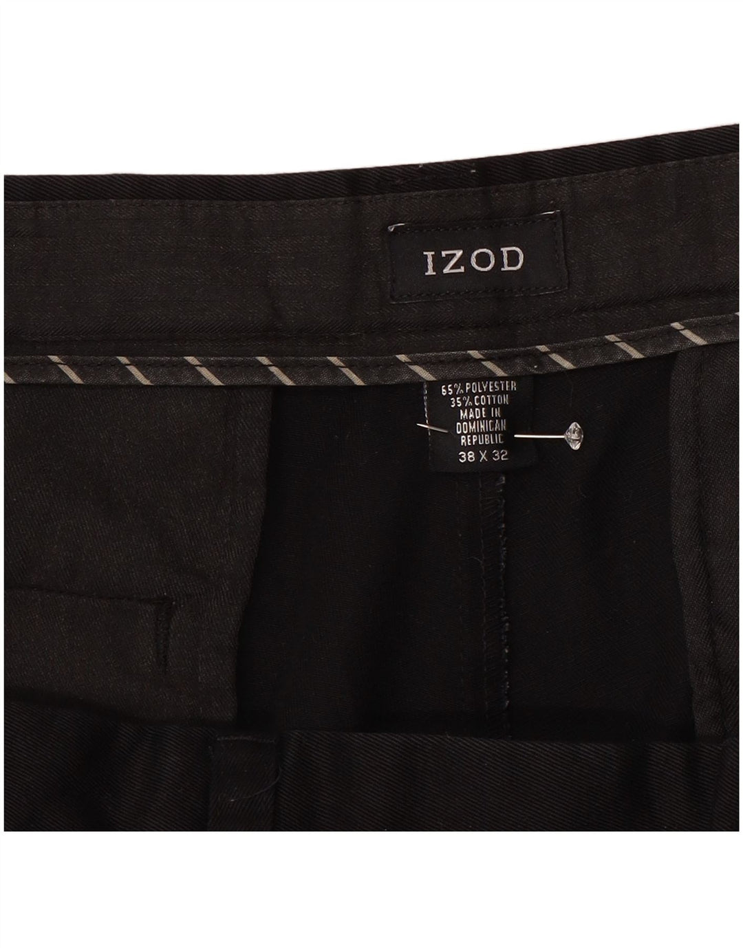 Izod Ανδρικό παντελόνι Chino με καρφίτσες W38 L31 Μαύρο πολυεστέρα