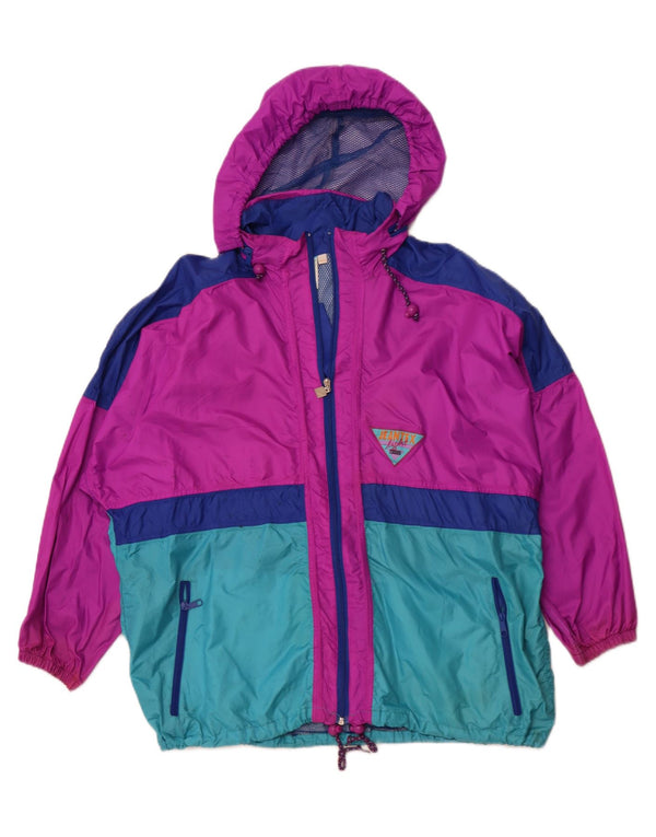 J JEANTEX Γυναικείο μπουφάν βροχής με κουκούλα UK 44/46 2XL Purple Colourblock