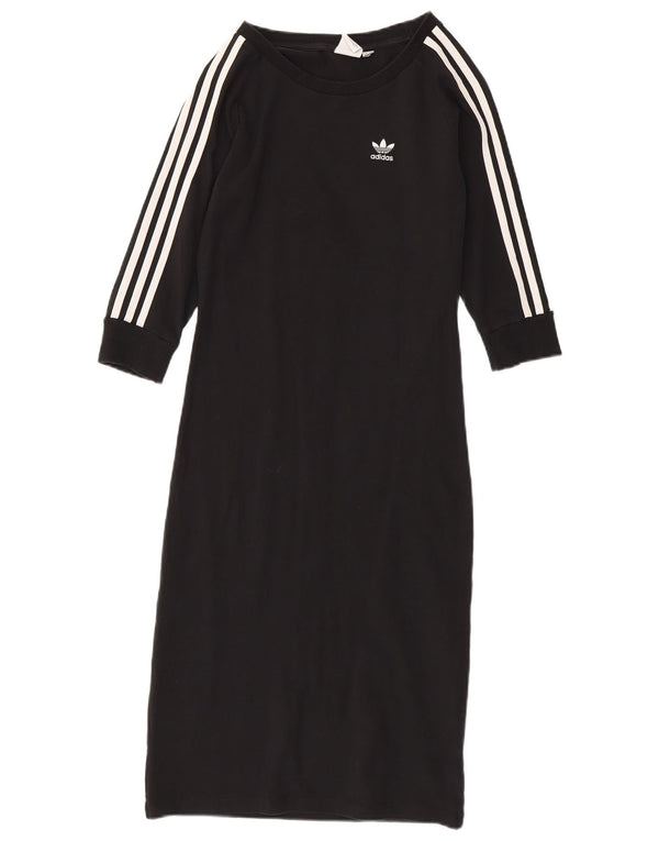 Adidas γυναικείο μπλουζάκι 3/4 μανίκι UK 12 μεσαίο μαύρο βαμβακερό