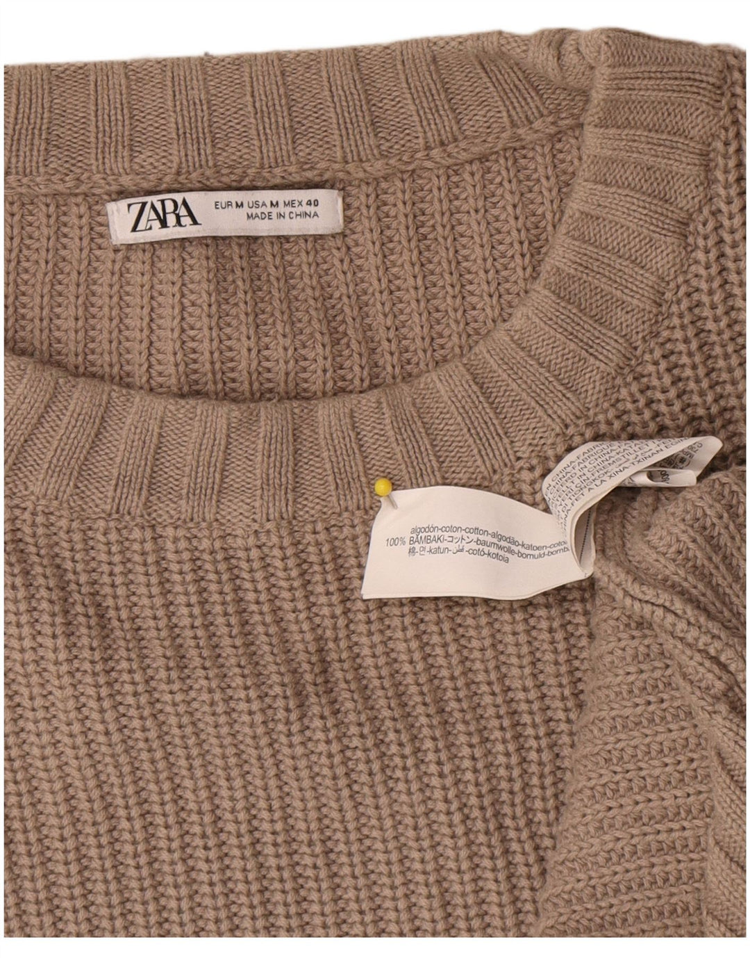 Ανδρικό πουλόβερ Zara Boat Neck Jumper Medium Beige Βαμβακερό