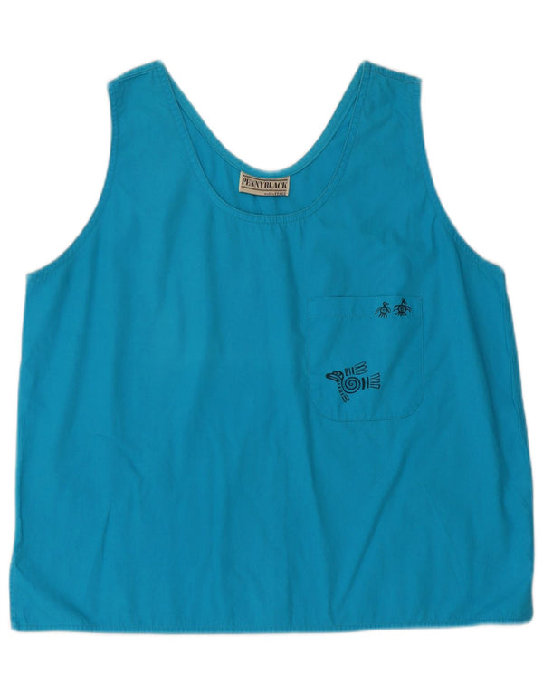 Penny Black Crop Γυναικεία Αμάνικη Μπλούζα Τοπ UK 16 Large Μπλε Βαμβακερό
