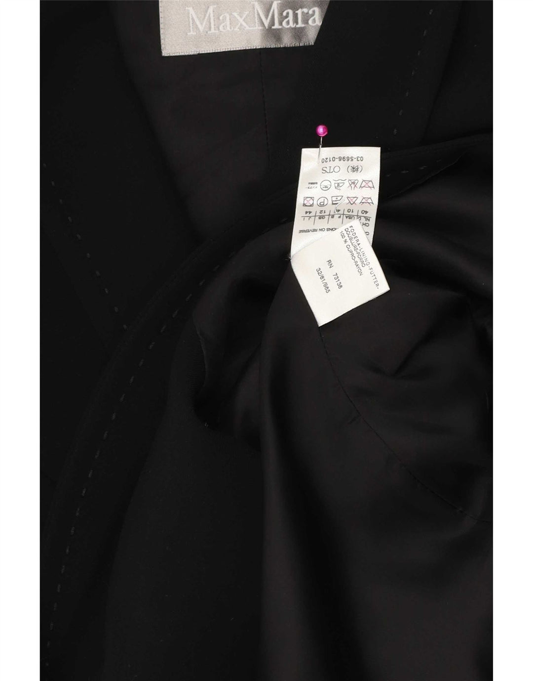 Max Mara γυναικείο μπουφάν 3/4 μανίκι 1 κουμπί UK 12 μέτριο μαύρο ρεγιόν