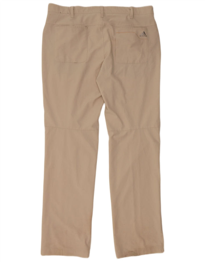 ADIDAS Mens Straight Casual Trousers W36 L34 Beige Polyester