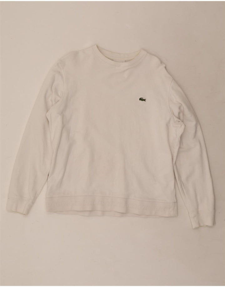 LACOSTE Ανδρικό Φούτερ Jumper Size 6 XL Λευκό βαμβακερό