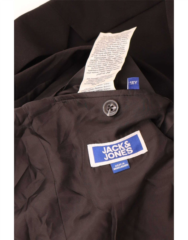 Jack & Jones Boys 2 Button Blazer Jacket 15-16 Years Black Polyester