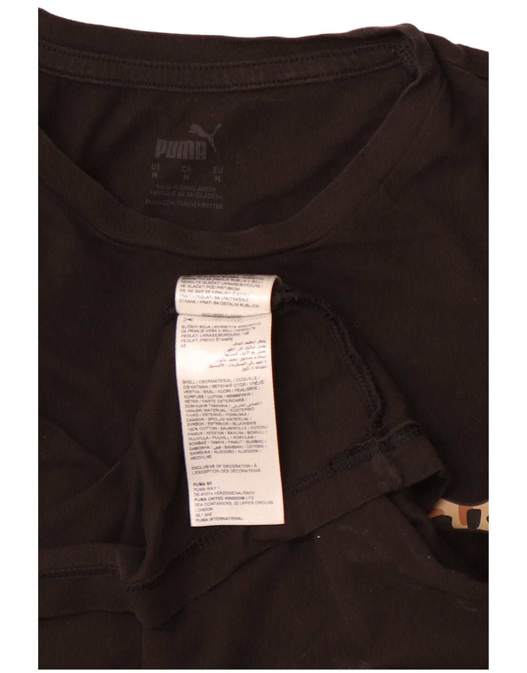 Γυναικείο γραφικό μπλουζάκι PUMA Top UK 12 μεσαίο μαύρο βαμβακερό