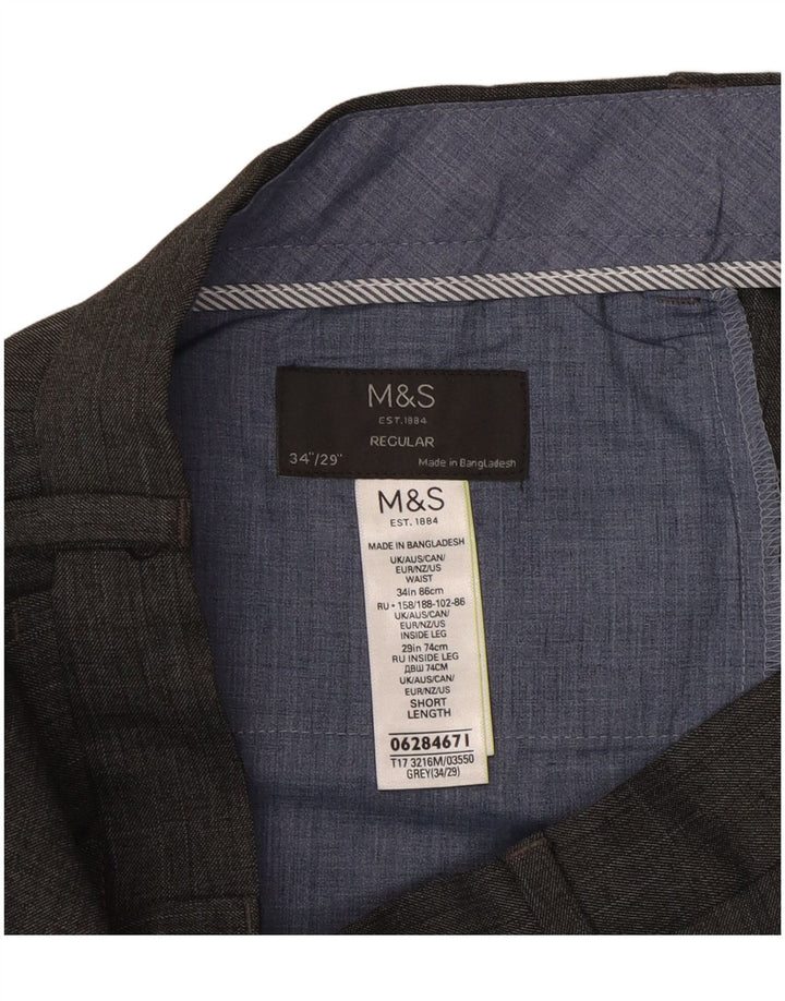 Marks & Spencer Ανδρικό παντελόνι κανονικό κοστούμι W34 L29 Γκρι πολυεστέρας