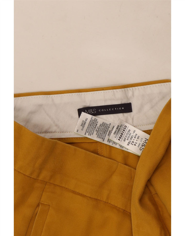Marks & Spencer Γυναικείο κανονικό κομμένο παντελόνι UK 14 Medium W34 L24 Yellow