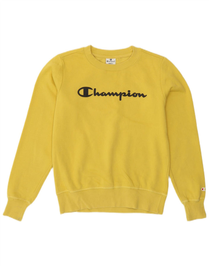 Champion Womens Graphic Φούτερ Jumper UK 8 Small Yellow