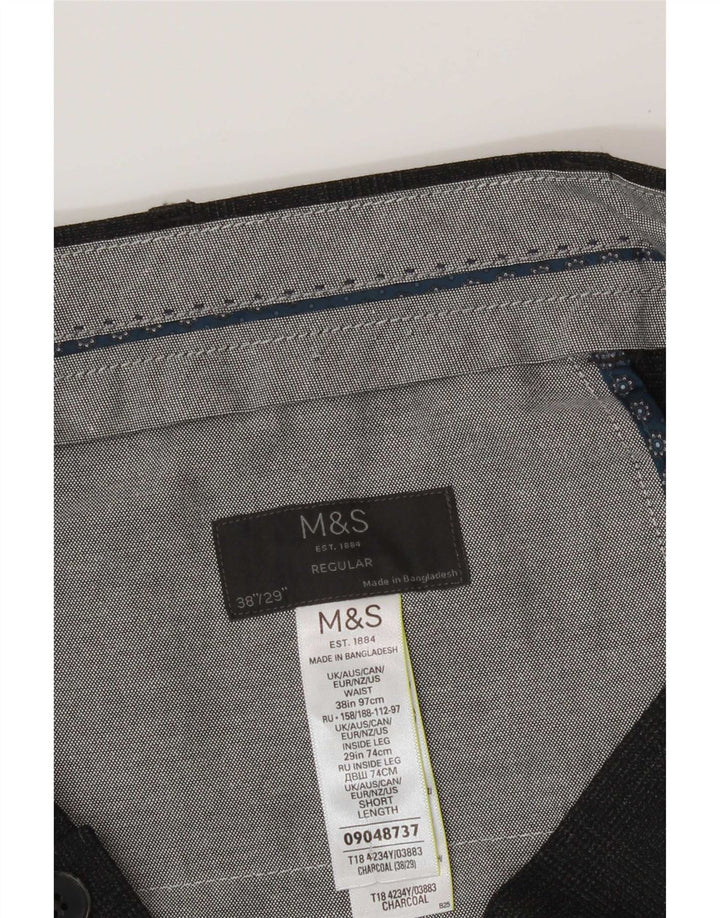 Marks & Spencer Ανδρικό παντελόνι Chino με κανονική εφαρμογή W38 L29 Γκρι πολυεστέρας