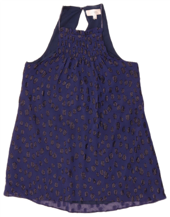 Coast Womens Halter Top 10 Small Navy Blue Spotted