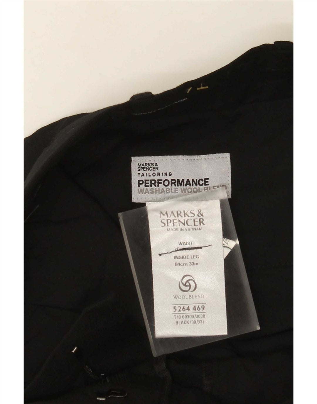 Marks & Spencer Ανδρικό ίσιο παντελόνι W30 L33 Μαύρο πολυεστέρα