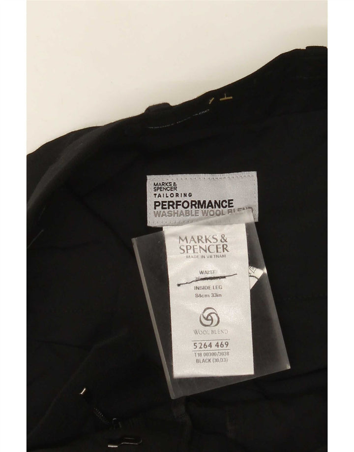 Marks & Spencer Ανδρικό ίσιο παντελόνι W30 L33 Μαύρο πολυεστέρα