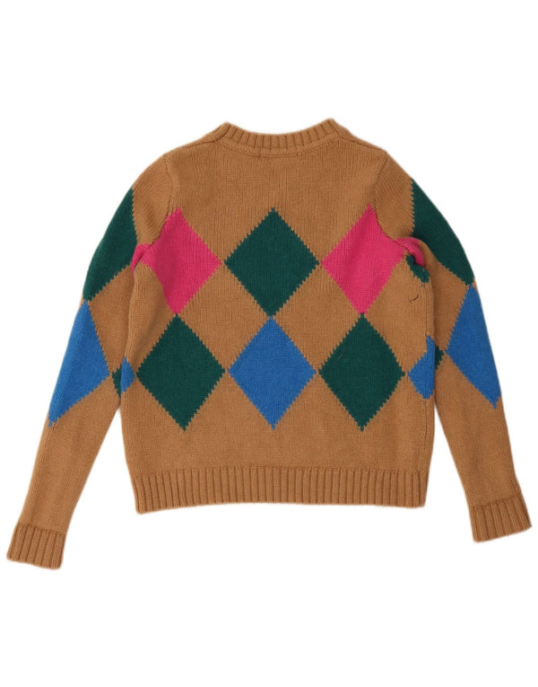 Boden Γυναικείο πουλόβερ με λαιμόκοψη Crop Crop UK 10 Small Brown Argyle/Diamond
