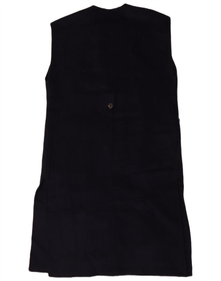 Zara Γυναικείο Longline Oversized Gilet UK 6 XS Navy Blue Wool