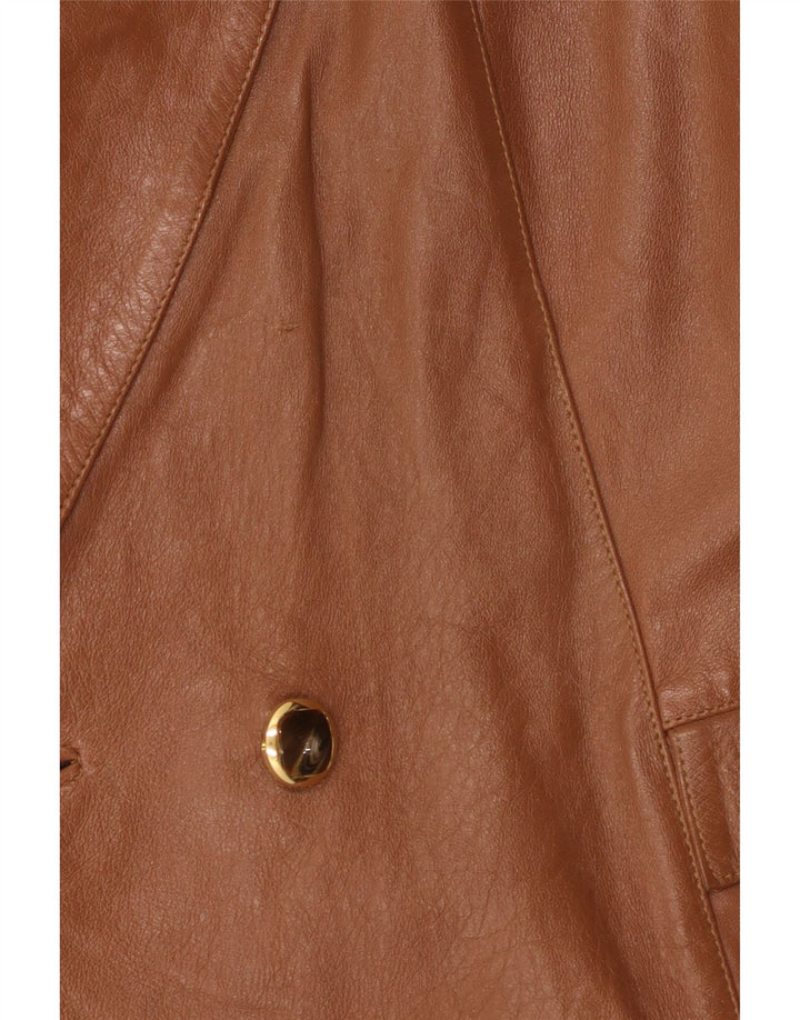 Anfor Γυναικείο Δερμάτινο Μπουφάν Μπλέιζερ Διπλό στήθος IT 44 Μεσαίο Καφέ