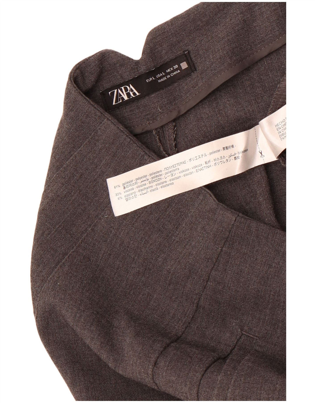 Zara Γυναικείο κωνικό παντελόνι Chino Large W30 L26 Grey Polyester