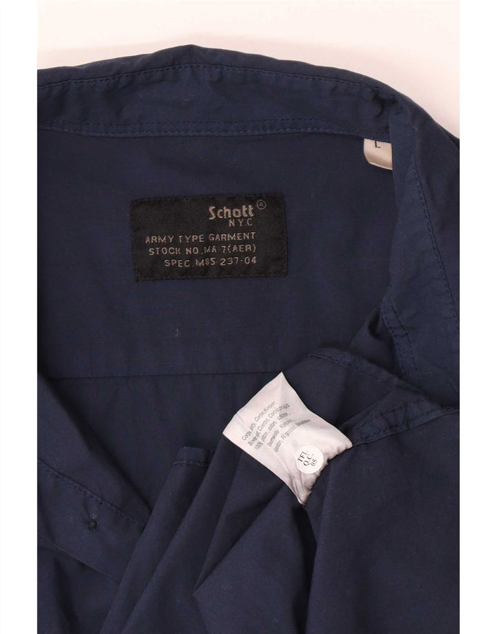 Ανδρικό πουκάμισο Schott Μεγάλο Navy Blue από βαμβάκι