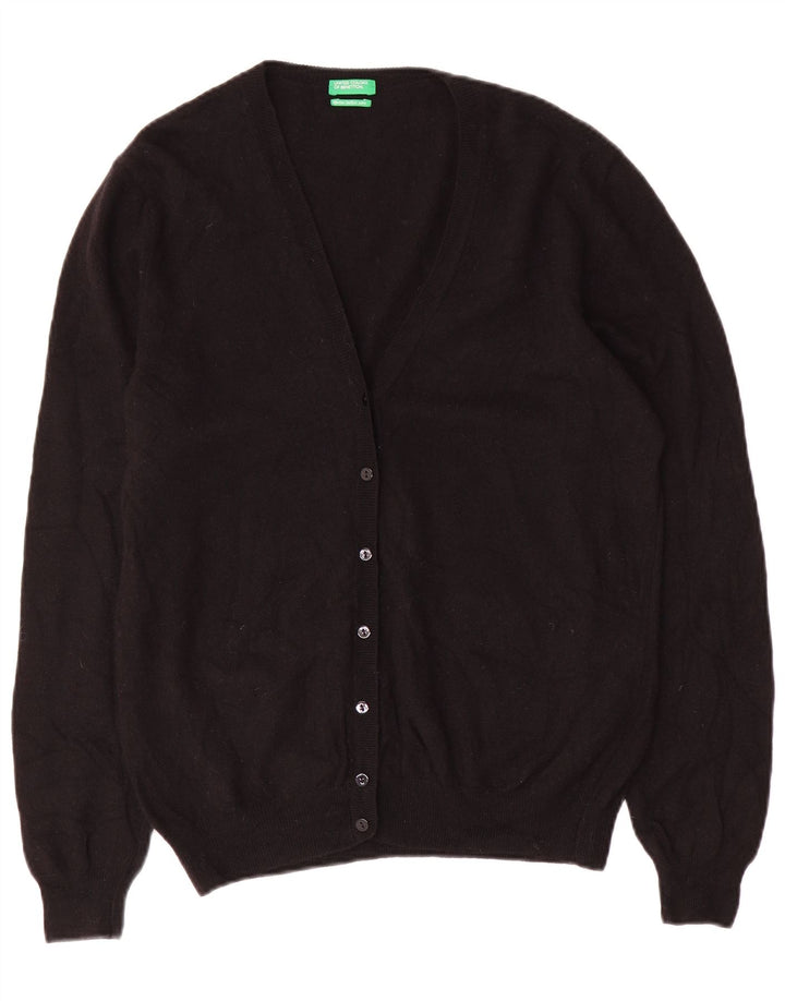 BENETTON Γυναικεία Ζακέτα πουλόβερ UK 18 XL Μαύρο Μαλλί Merino