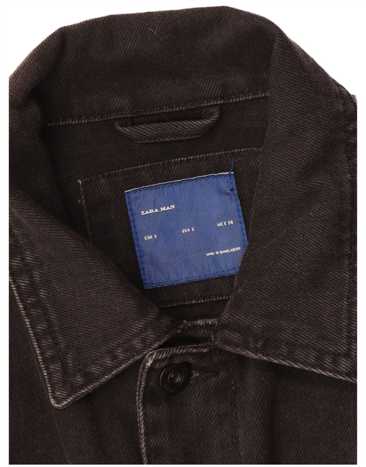 Zara Ανδρικό Τζιν Μπουφάν UK 36 Small Black