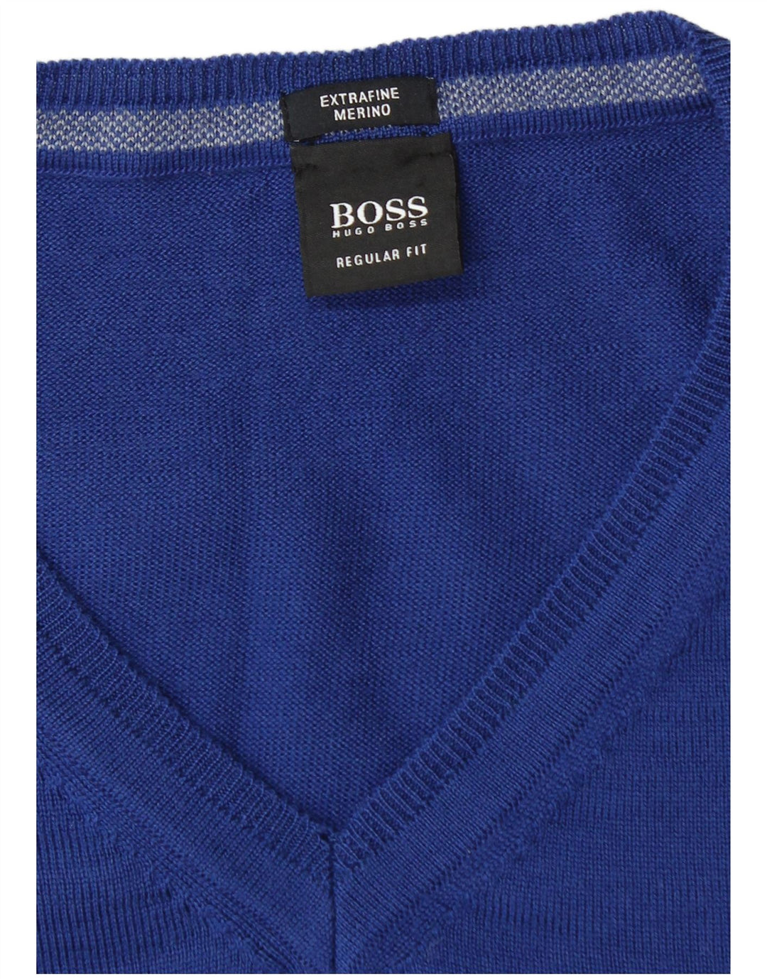 Ανδρικό πουλόβερ Hugo Boss με V λαιμόκοψη XL Μπλε παρθένο μαλλί