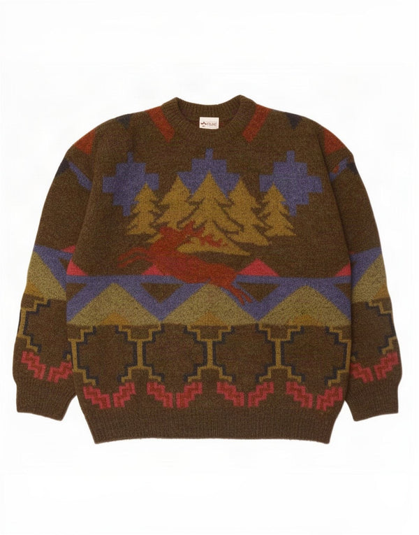 Ανδρικό πουλόβερ Fiume Crew Neck Jumper IT 50 Medium Khaki Fair Isle Acrylic