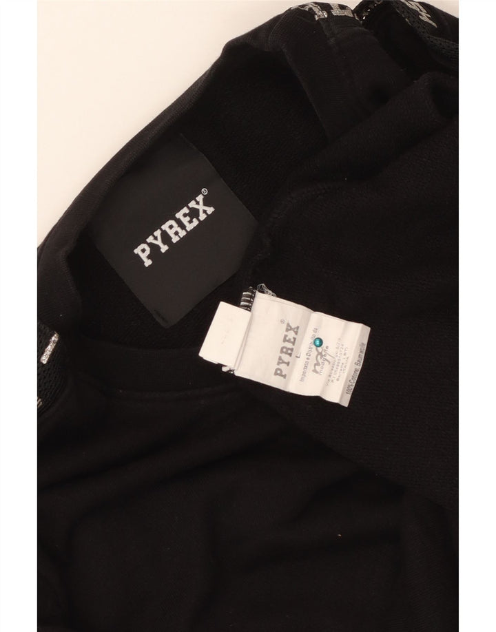 Γυναικείο γραφικό φούτερ PYREX Crop Jumper UK 16 μεγάλο μαύρο βαμβακερό