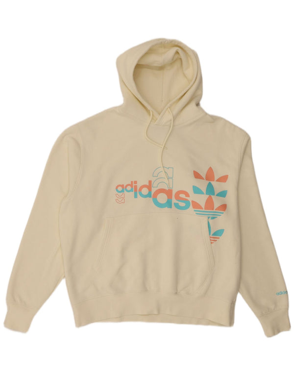Ανδρικό γραφικό κουκούλα Adidas XL από λευκό βαμβακερό