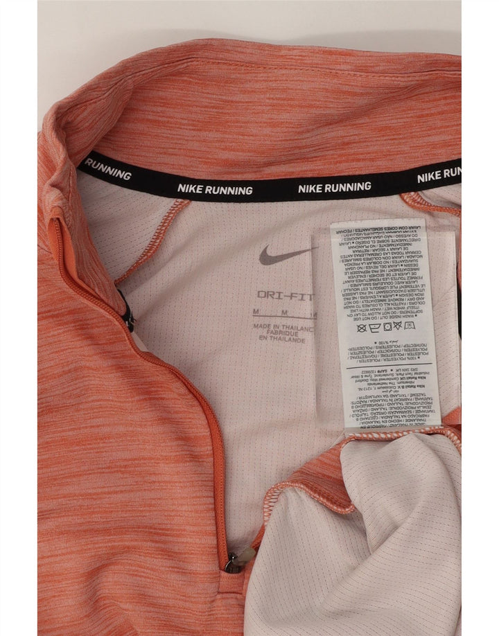 NIKE Womens Dri Fit Pullover Tracksuit Top UK 14 Medium Orange Flecked Vintage Nike and Second-Hand Nike from Messina Hembry 