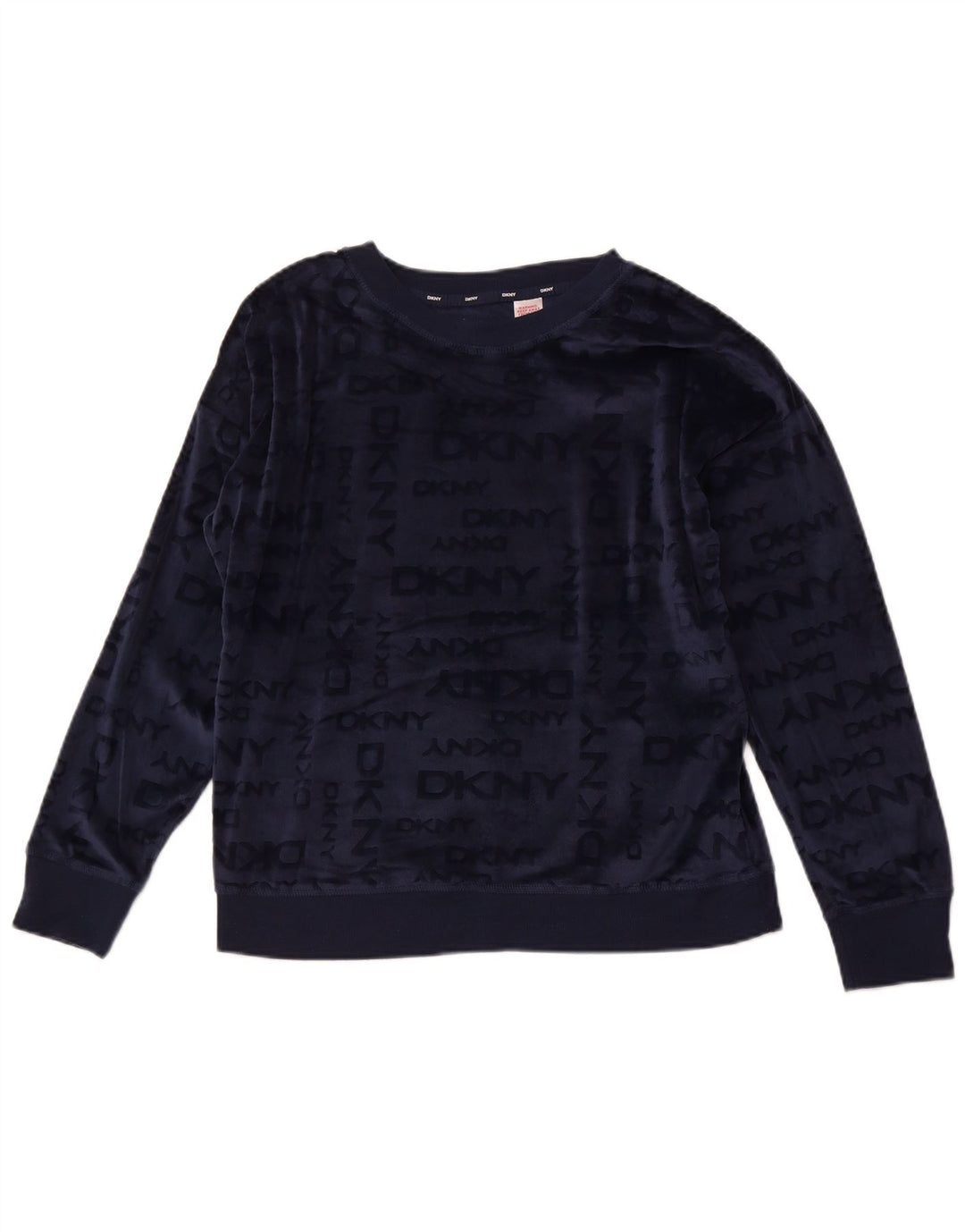 DKNY Γυναικείο Γραφικό Fleece Jumper UK 14 Medium Navy Blue Polyester