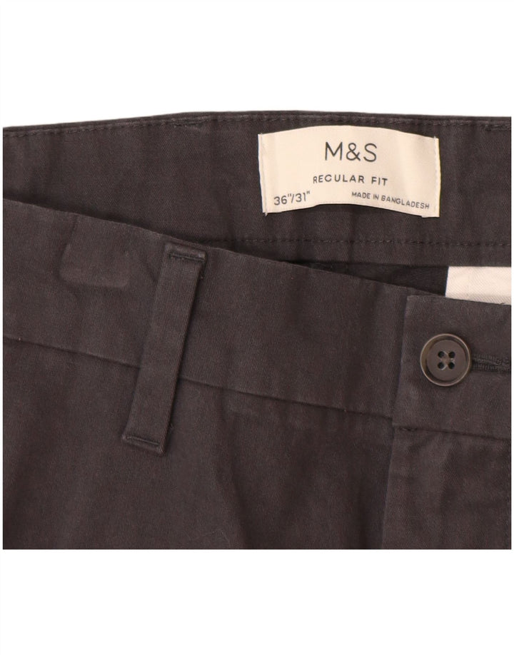 Marks & Spencer Ανδρικό παντελόνι Chino με κανονική εφαρμογή W36 L31 Γκρι βαμβακερό