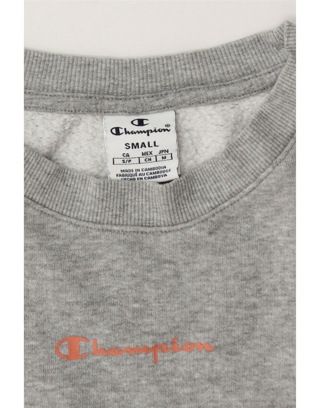 Champion Womens Crop Oversized Φούτερ Jumper UK 10 Small Grey Flecked