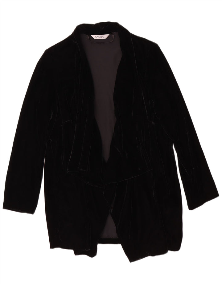 Sasha Γυναικείο Open Velor Blazer Jacket UK 14 Large Black Viscose