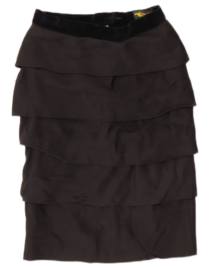 VINTAGE Γυναικεία Ψηλόμεση Φούστα IT 42 Medium W26 Μαύρη βισκόζη