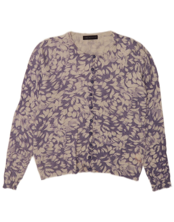 Marks & Spencer Γυναικεία ζακέτα πουλόβερ UK 8 Small Purple Floral Viscose