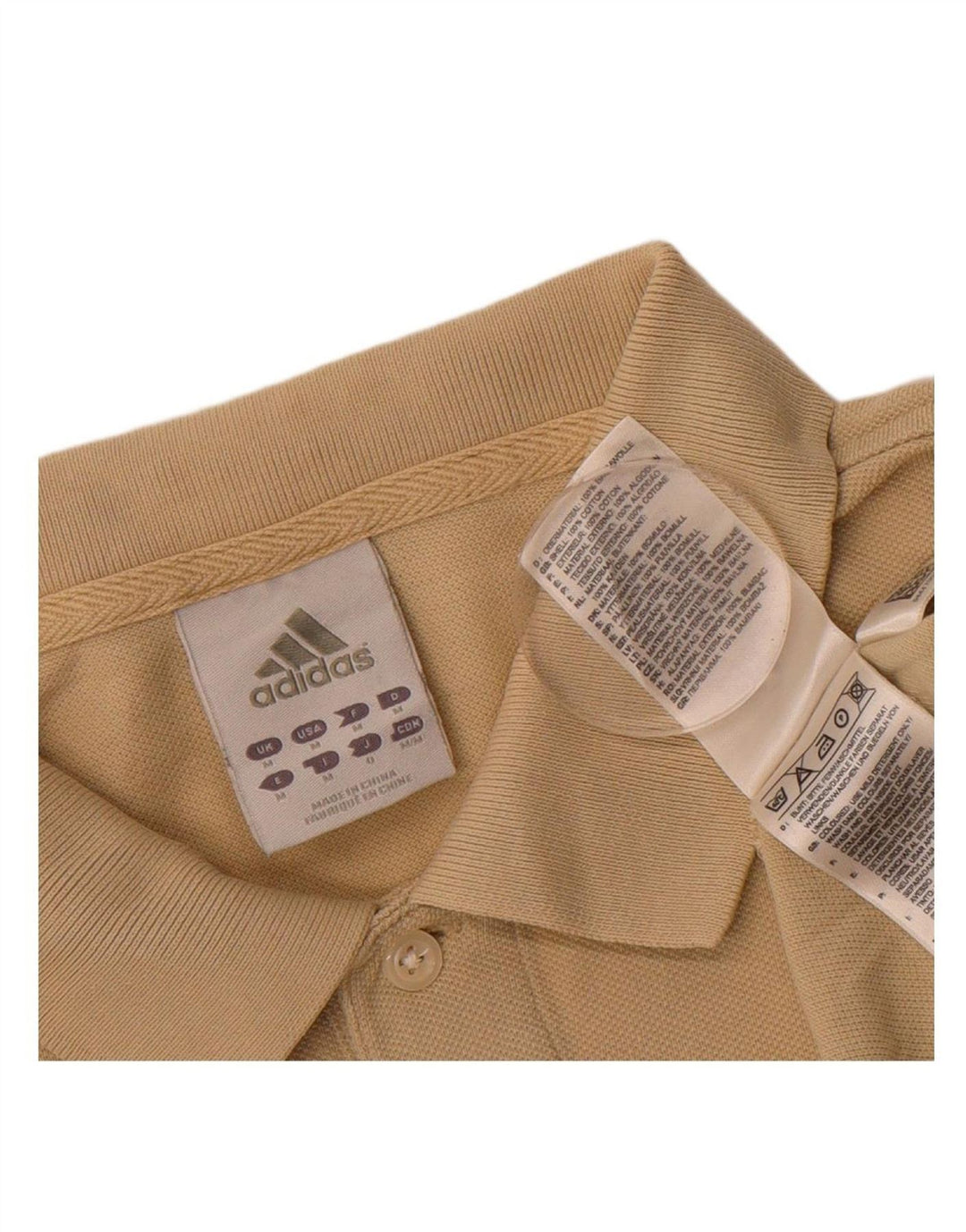 ADIDAS Mens Polo Shirt Medium Beige Cotton