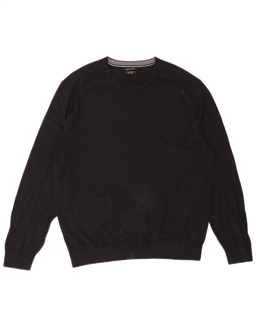 Ανδρικό πουλόβερ Massimo Dutti Crew Neck Jumper 2XL Μαύρο βαμβακερό