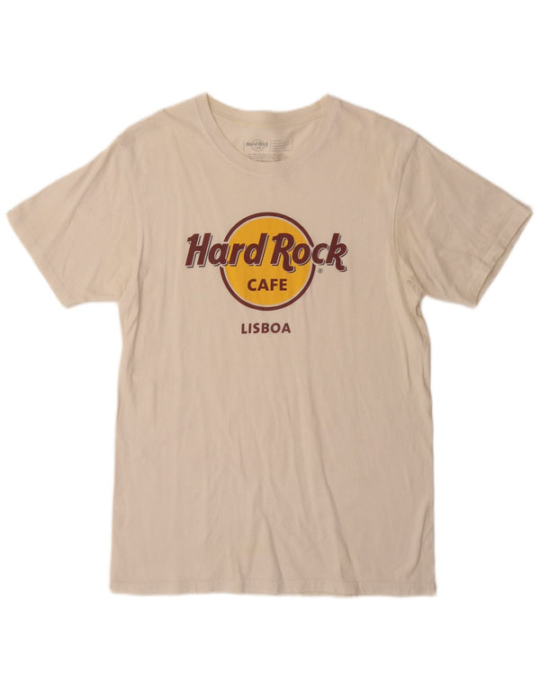 Hard Rock Cafe Ανδρικό T-Shirt γραφικό Lisboa Μπλουζάκι από μεσαίο σε λευκό βαμβακερό