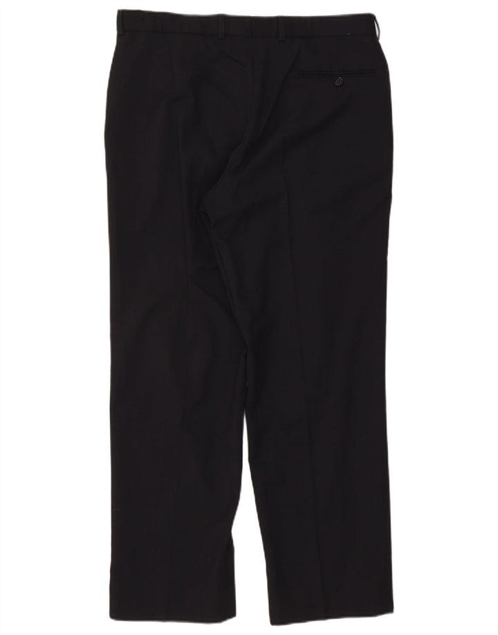 Ανδρικό ίσιο παντελόνι Marks & Spencer W34 L29 Navy Blue Wool